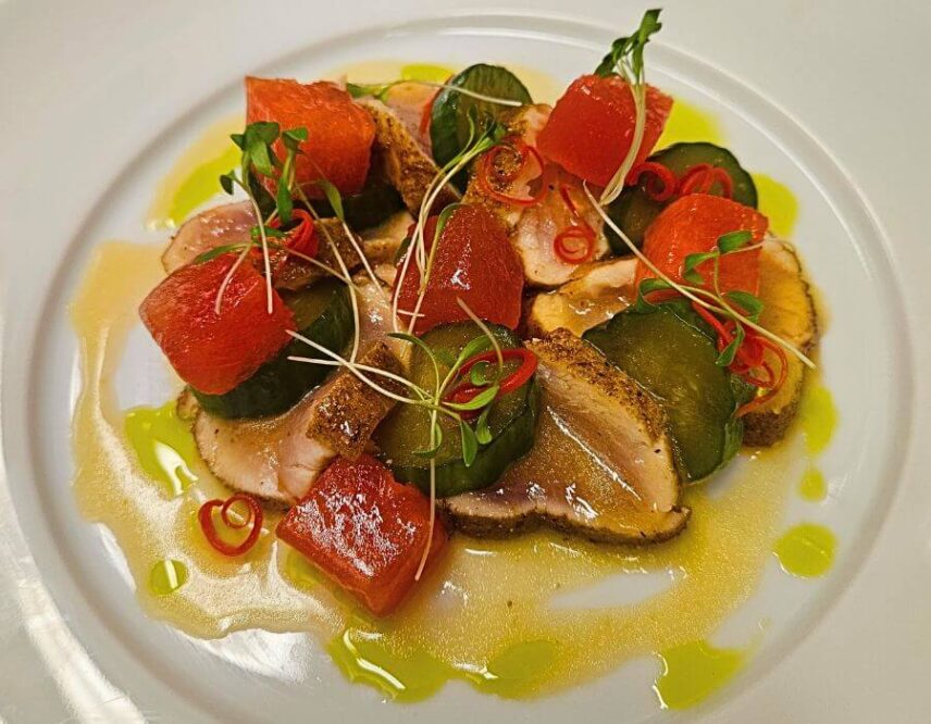 Albacore Tuna Carpaccio - Queen's Landing Hotel - Vintage Hotel