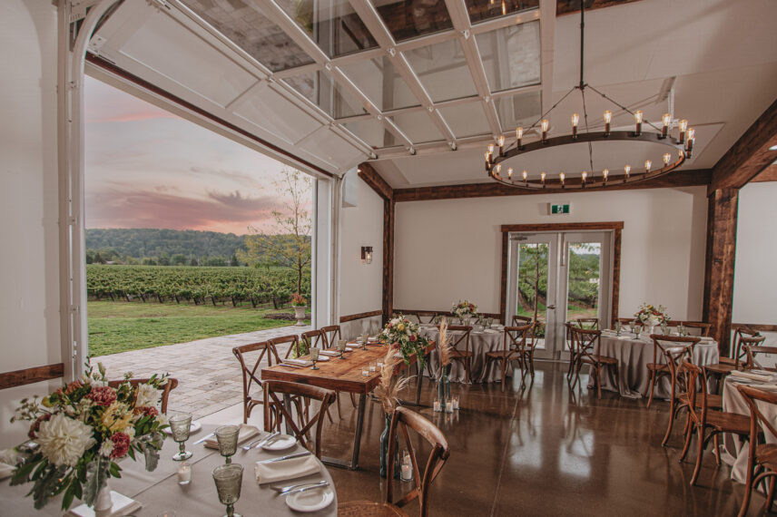 Weddings in the barn at Cave Spring Vineyards in Niagara-on-the-Lake, Ontario.