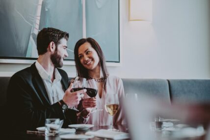 A couple enjoying a birthday dinner at Inn On The Twenty Restaurant in Jordan Village.