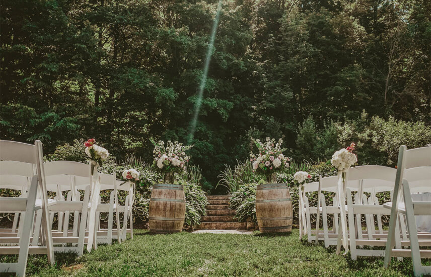 The Escarpment Site venue wedding guest aisle view at Inn On The Twenty in Jordan Village