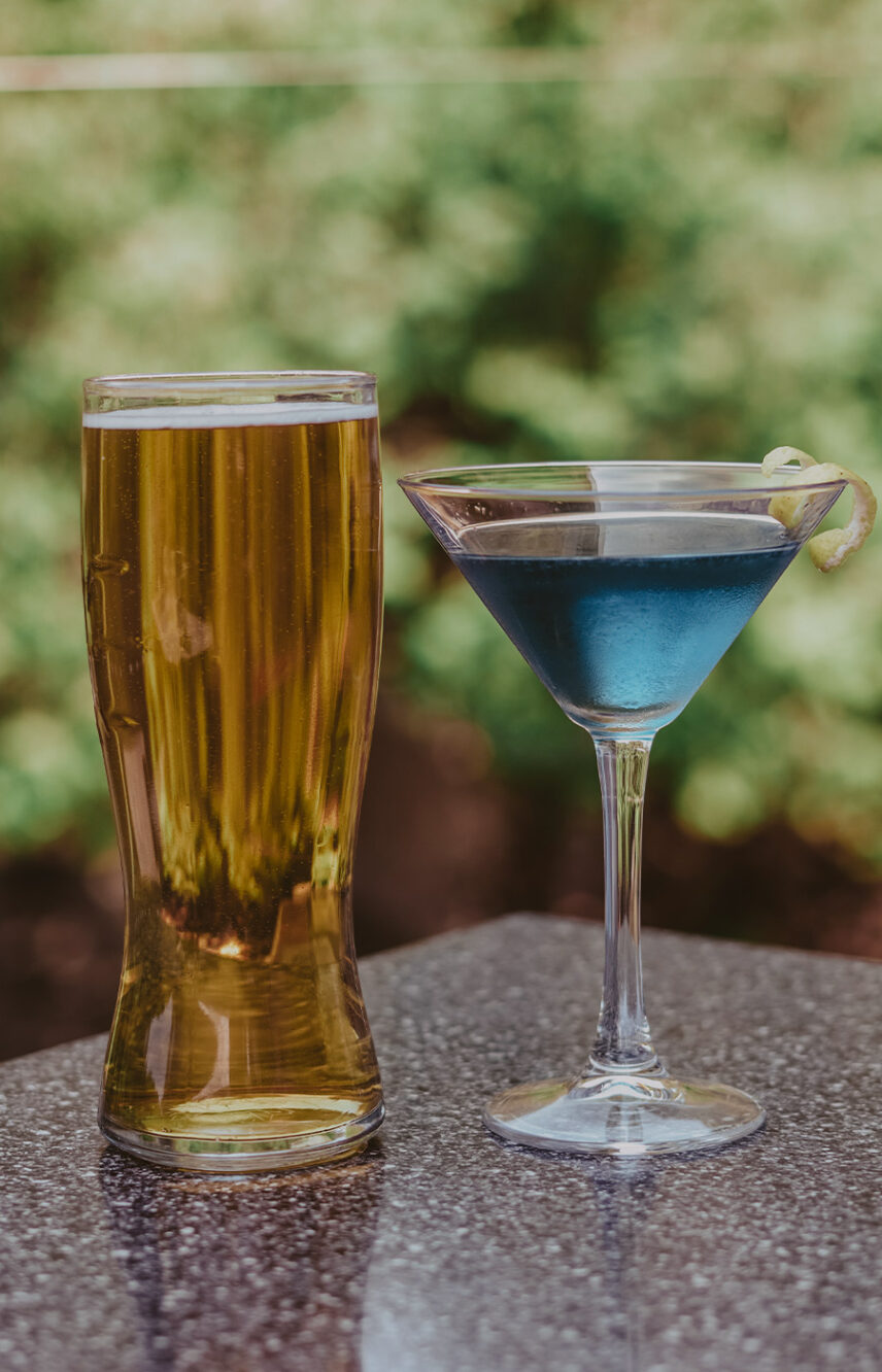 Drinks on the patio at Headwaters Lounge located at Millcroft Inn & Spa