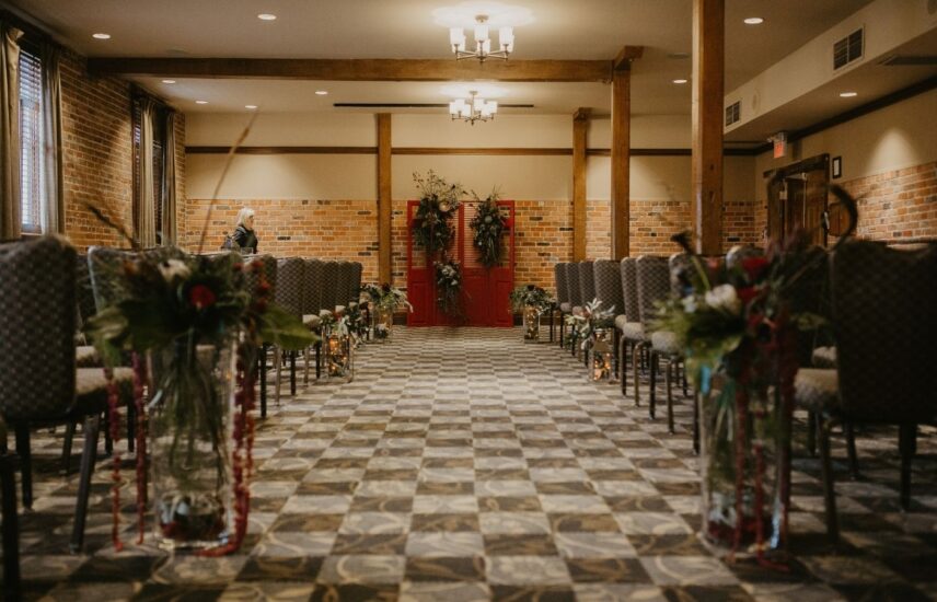 Wedding Ceremony in The Gallery Room at Pillar and Post