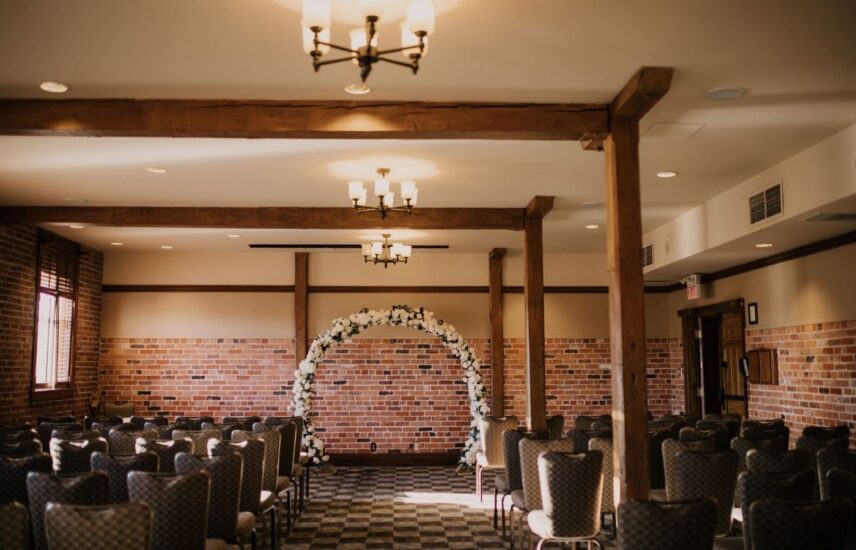 Wedding Ceremony in The Gallery Room at Pillar and Post