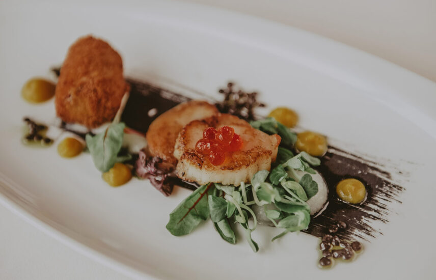 Scallop dish prepared by chef at Tiara Restaurant in Niagara-on-the-Lake