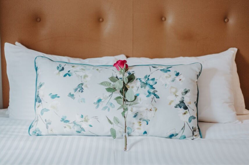 Traditional Guest Room Bed at the Queen's Landing hotel in Niagara-on-the-Lake.
