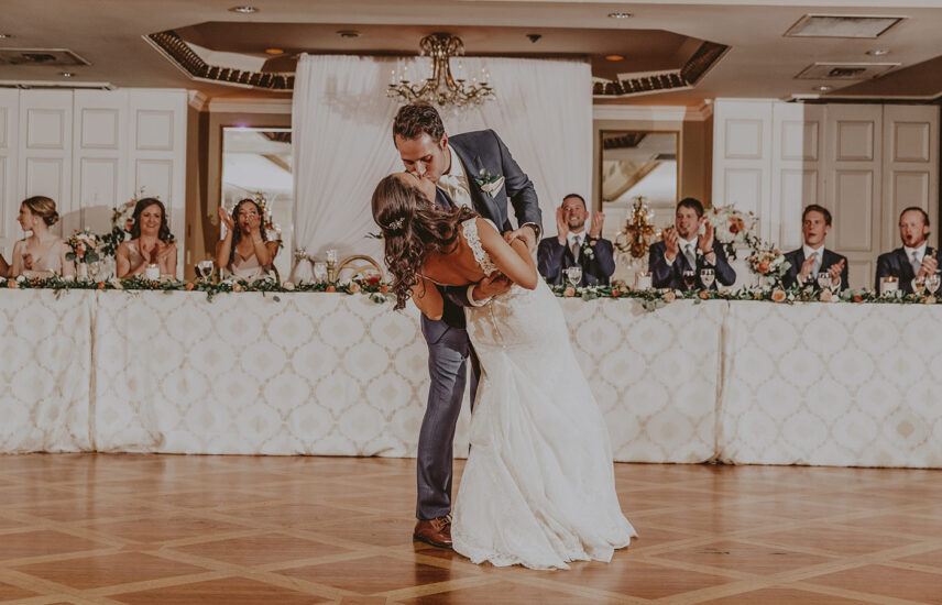Newlyweds first dance at the Georgian Ballroom wedding venue at the Queens Landing Hotel in Niagara-on-the-Lake