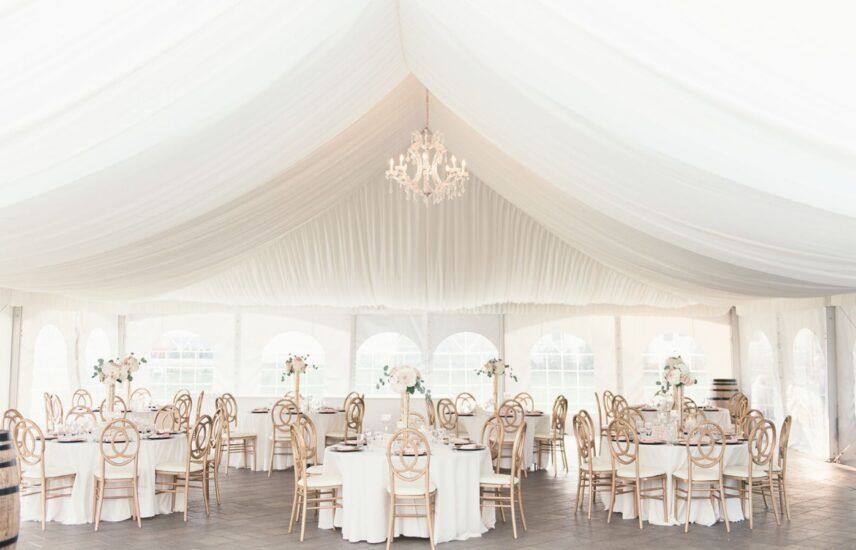 Winery wedding tent at Sue Ann Staff Estate Vineyard in Jordan Ontario