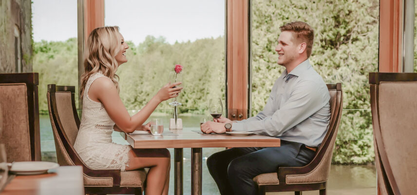 Couple dining at Headwaters Restaurant at Millcroft Inn & Spa in Caledon