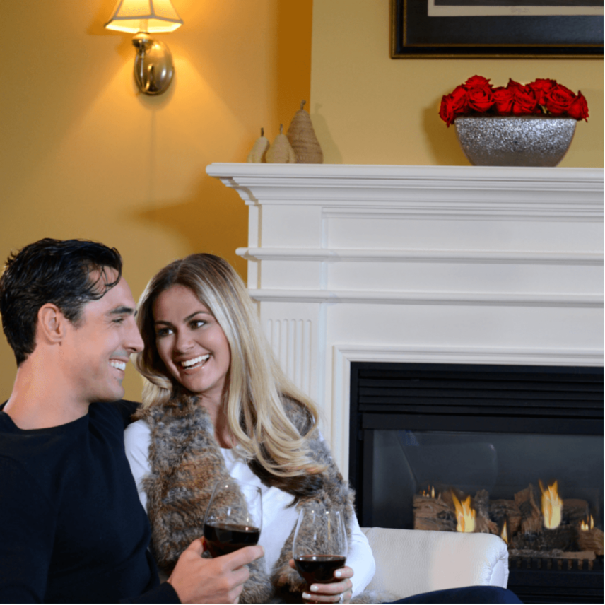 couple enjoying wine at inn on the twenty guestroom